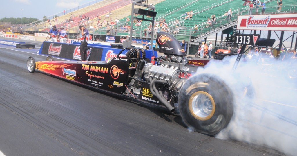 Tin Indian Performance Dragster Burnout Sunday Norwalk 2014