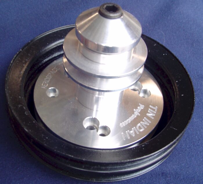 Tin Indian Performance Crank Mandrel drive system inside stock pulley