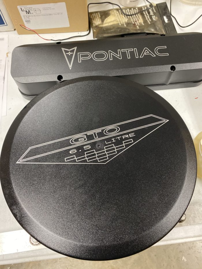 Powder Coated GTO emblem logo air cleaner lid and Pontiac Logo Valve cover